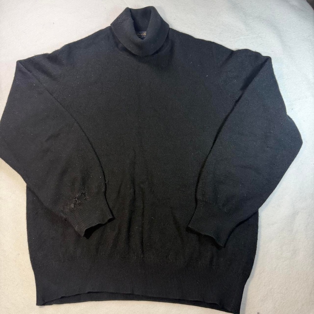 Brooks Brothers 3-Ply Cashmere Turtleneck Sweater Black Large Made in Scotland